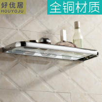 Full copper antique European-style cosmetic bench glass shelve shelf toilet bathroom containing glass table