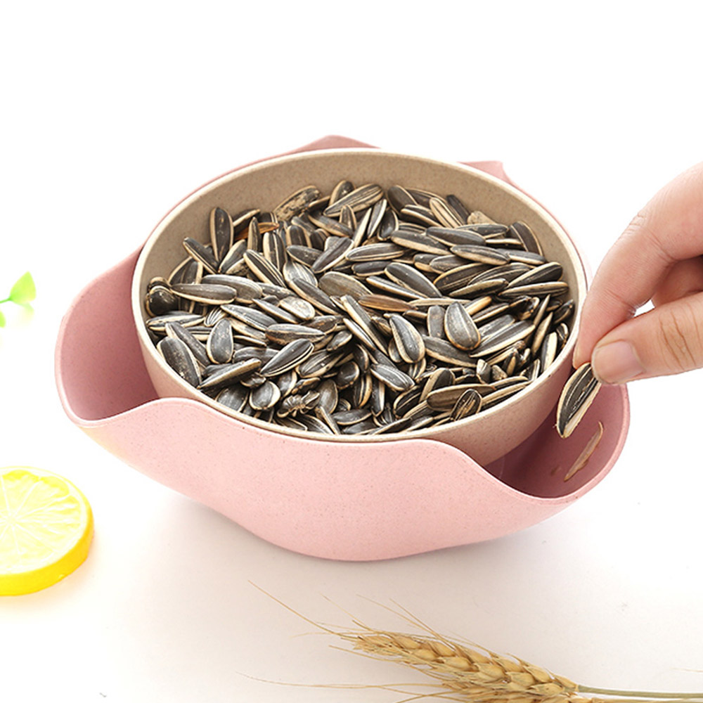 泡沫之夏 小麦秸秆二合一零食果盘 坚果干果盘水果碗零食糖果盒