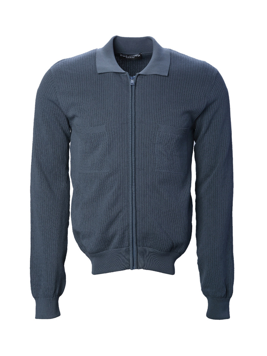 Dolce&Gabbana 蓝灰色拉链式长袖针织外套