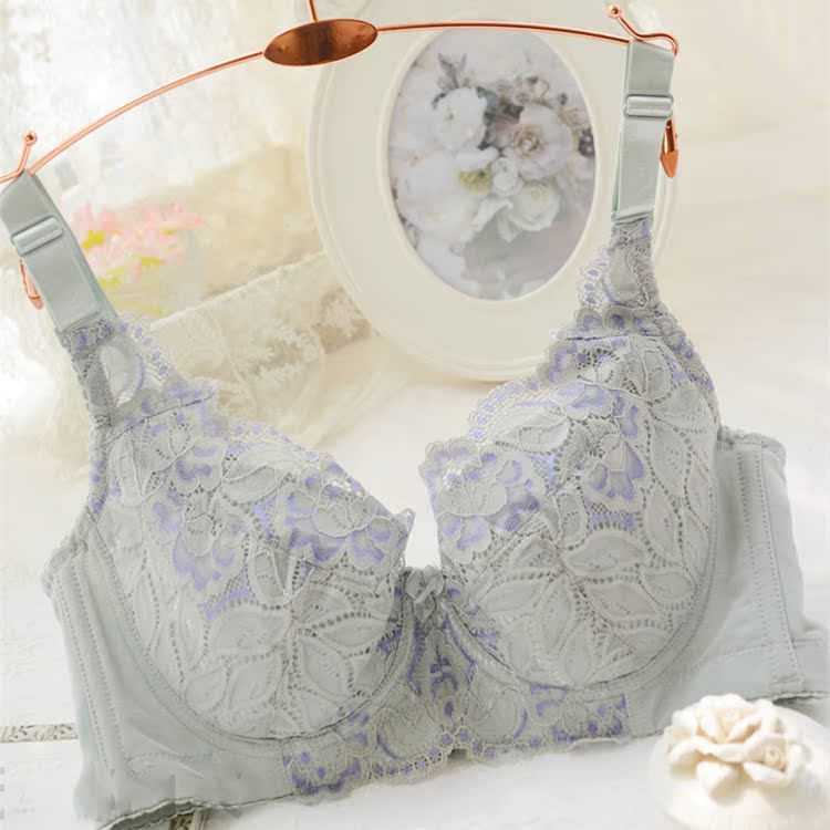 Summer lớn kích thước sexy ren đồ lót womens áo ngực sexy toàn bìa cốc điều chỉnh kiểu tụ tập để thu thập sữa bên tách khuôn mỏng.