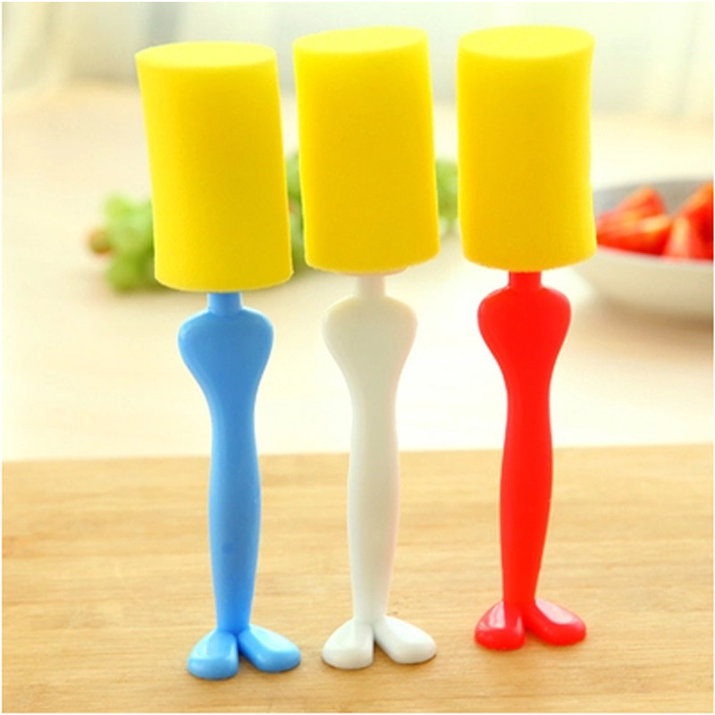 Gentleman's creative cleaning with brushed cartoon sponge washing long handle cup brush kettle bottle-bottle cleaning brush cups accessories-Taobao