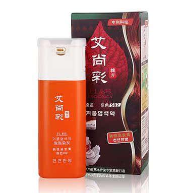 韩愢韩方艾尚彩泡泡染泡泡植物染发剂染发膏（栗棕色S82一盒）