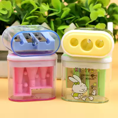 Creative pencil sharpener three holes one when three pencil sharpener pencil sharpener pencil sharpener pencil plank cartoon Student Prizes