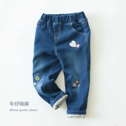 Quần denim bé gái Quần mùa đông Mặc quần ấm Quần áo trẻ em mùa đông