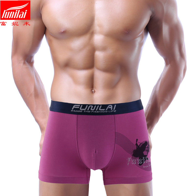 2 box set Funny for men's underwear Leica elastic pure cotton comfortable and breathable youth mid-waist wide edge four-corner pants