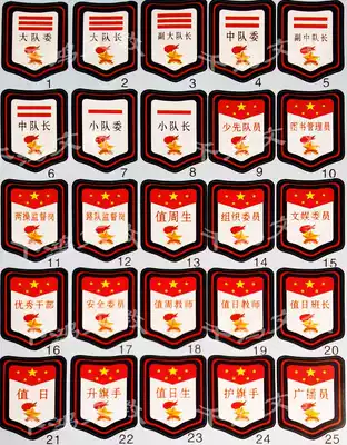 Shield-shaped primary school children's young pioneers team cadre post name supervision post content as shown in a large number of spot