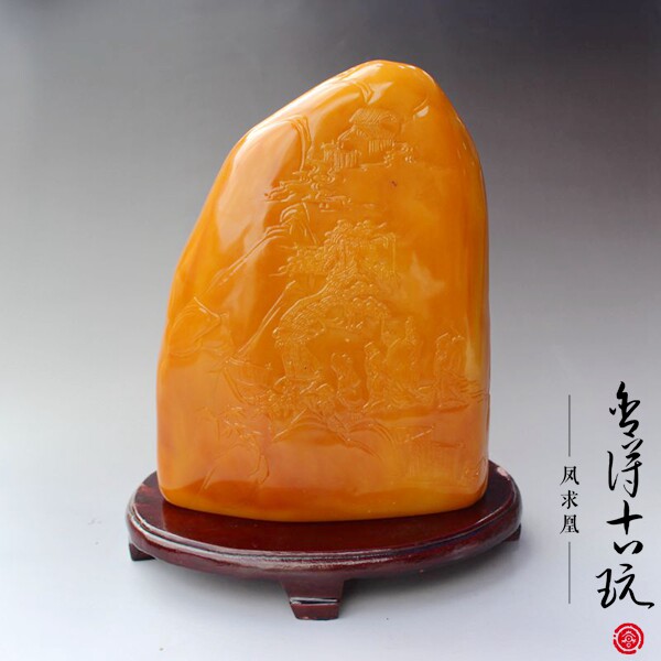 Imitation Shoushan Stone Hibiscus Stone Fine Sculpture Landscape Imitation Ancient Stone Sculpture Craftsmanship Gift Pendulum Decoration Decorative Pendulum Jade Engraving Collection