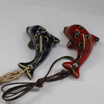 Jingdezhen kiln dolphin pendant whistle six-hole porcelain flute dolphin porcelain flute childrens flute