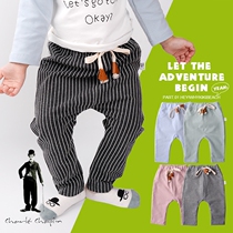 Baby boy upright streaks Harun trousers lacing large pp pants baby elastic casual pants newborn pants open gear