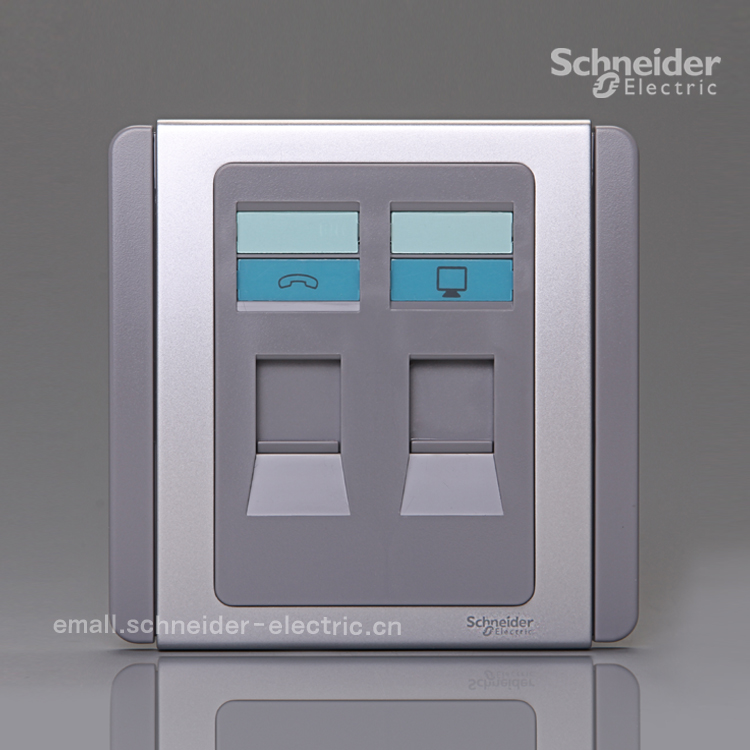 Schneider Qisheng E3000 will be gray silver four-line telephone eight-line information socket telephone plus computer