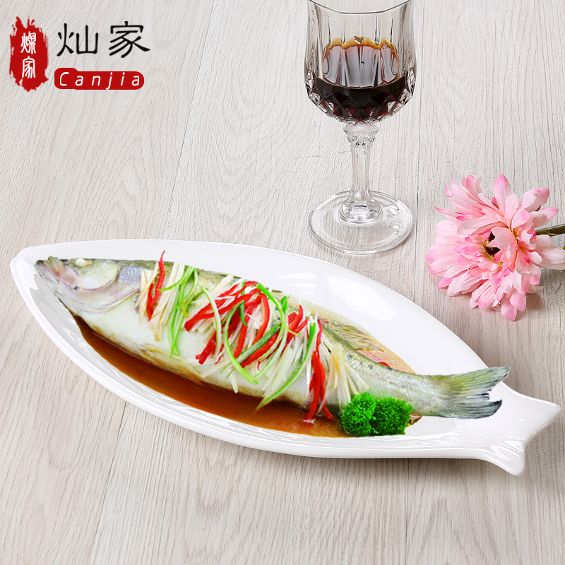 The Fish dish white household ceramics tableware dish rectangular plate fruit bowl west tableware Fish dish restaurant food dish