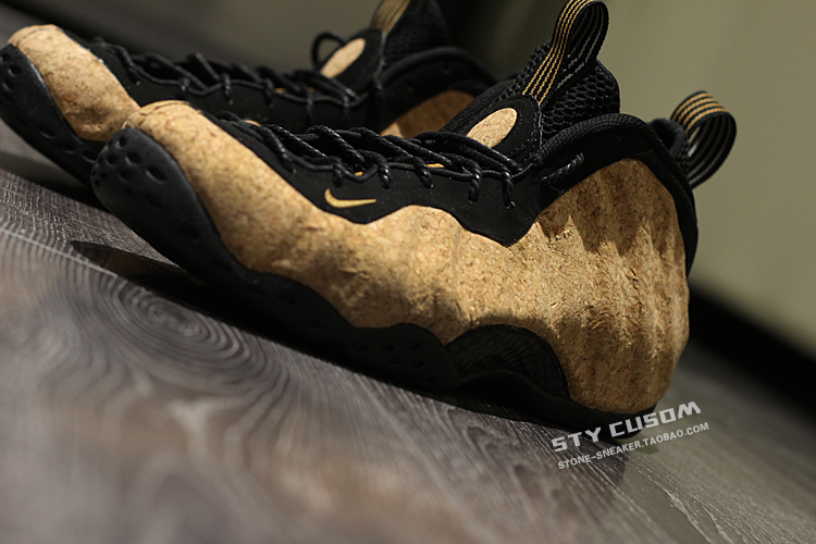 Sty Custom Air Foamposite One Cork Sole, Cork Material, Spray Foam Modification