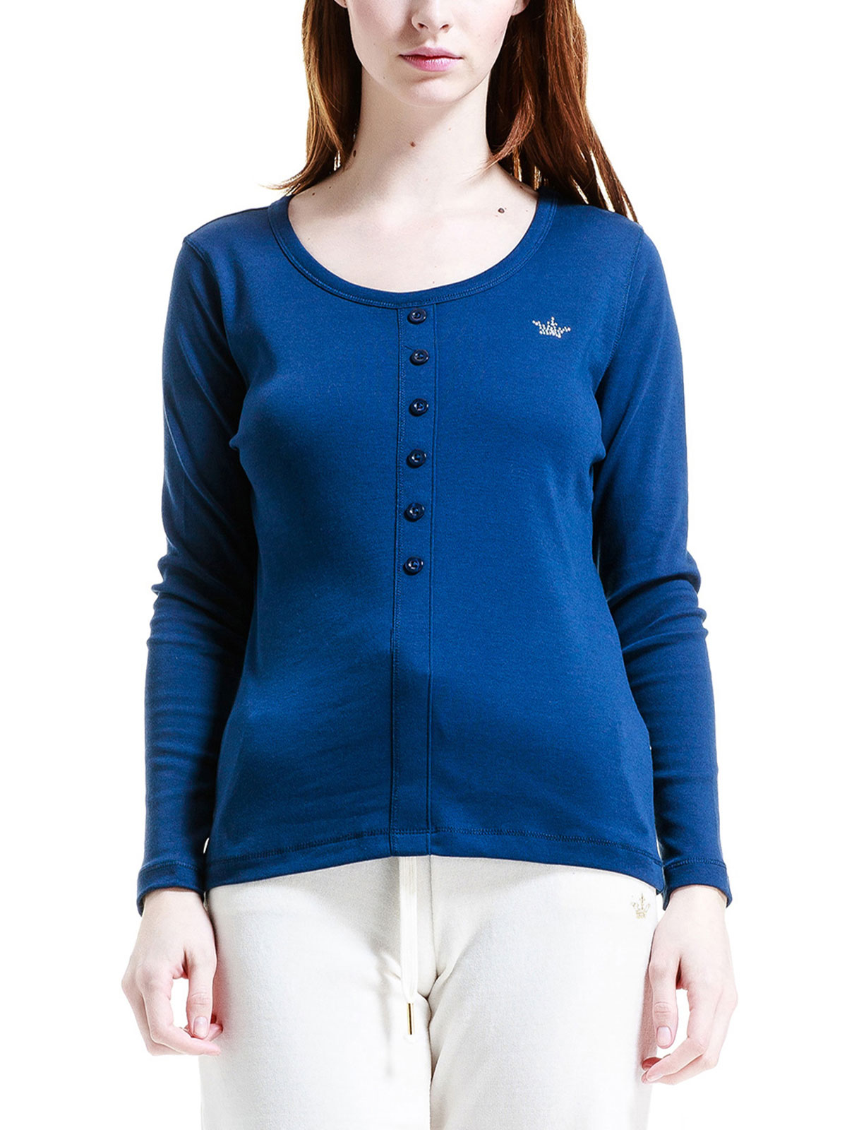 ROYAL VELVET|宝蓝色简约全棉女士居家上衣