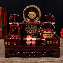 Wedding bucket Bride dowry solid wood mini suit decoration Wedding wedding three-piece suit satisfactory toilet