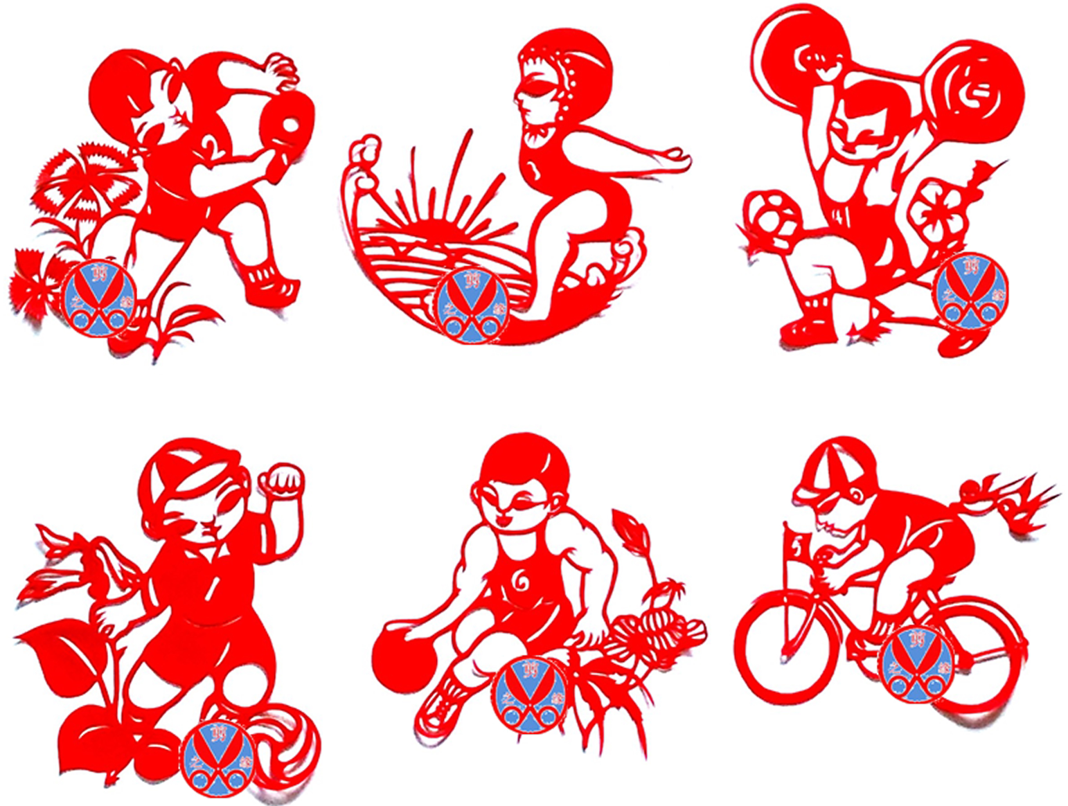 School Kindergarten Cut Paper Window Flowers Pure Handmade Sports Cut Paper Playing Basketball Kicking Football Students Cutting Paper Handmade