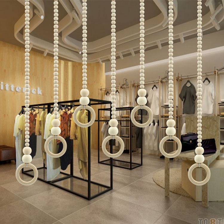 Vintage old clothing store window display stand shop decoration solid wood wire ring hanger hanger hanger props 01