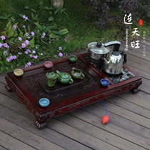 Red Wood Tea Tray Zambia Blood Sandalwood Tiger Foot Tea Tray Large Embedded Drainage Tea Tray Solid Wood Engraved Live Magnetic Furnace
