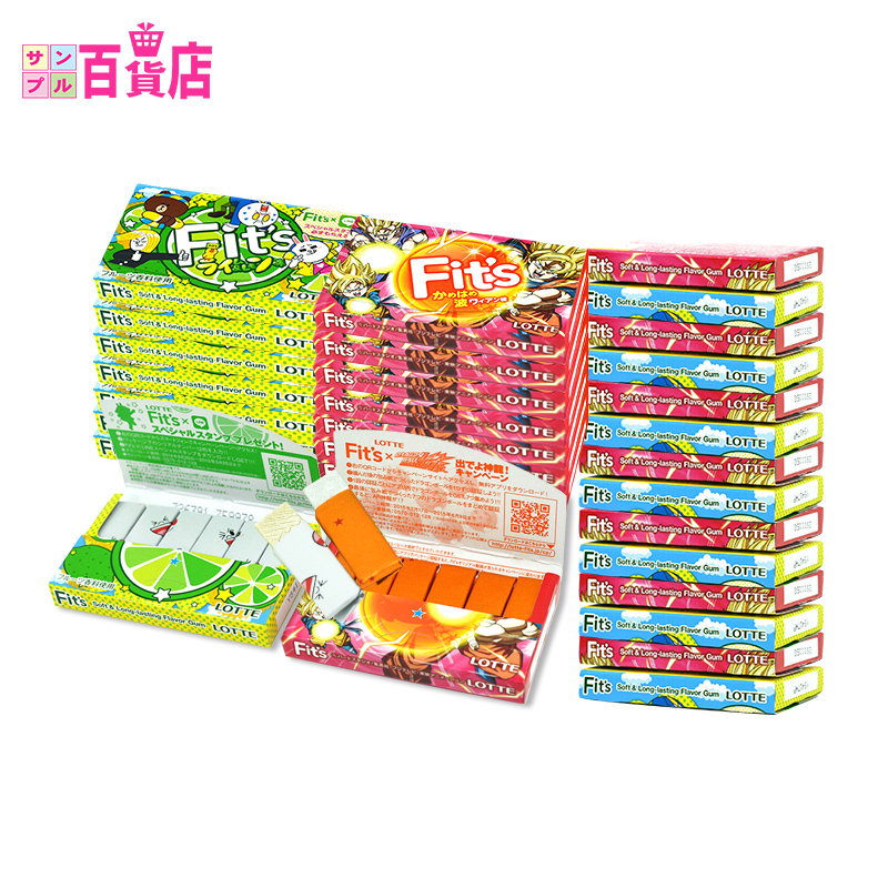 日本直邮乐天LOTTE Fit's口香糖组合（龙珠15盒+ 酸橙柠檬15盒）