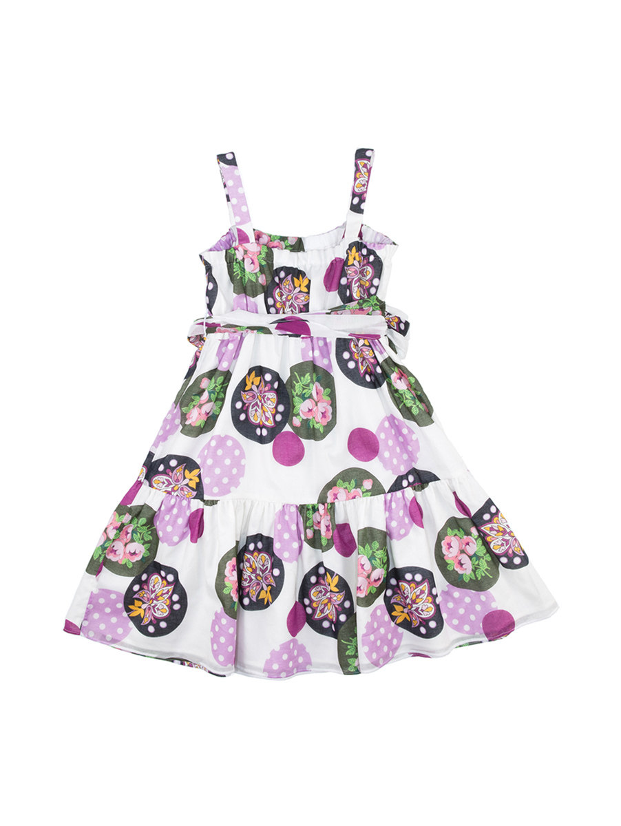 Dolce&Gabbana 白色圆点花朵图案小童吊带连衣裙