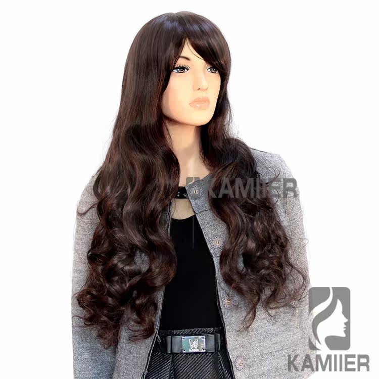 欧美韩国进口高温丝可烫染女长卷发棕色金色修脸大波浪蓬松假发套