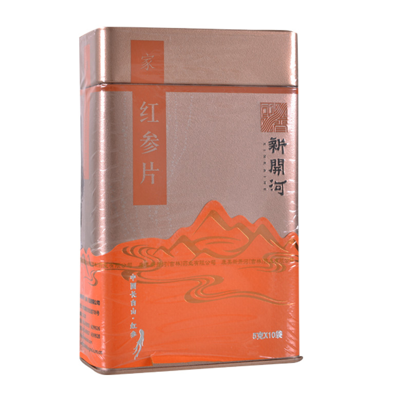 康美 人参片 新开河红参片 铁盒5g*10袋 人参茶 包邮