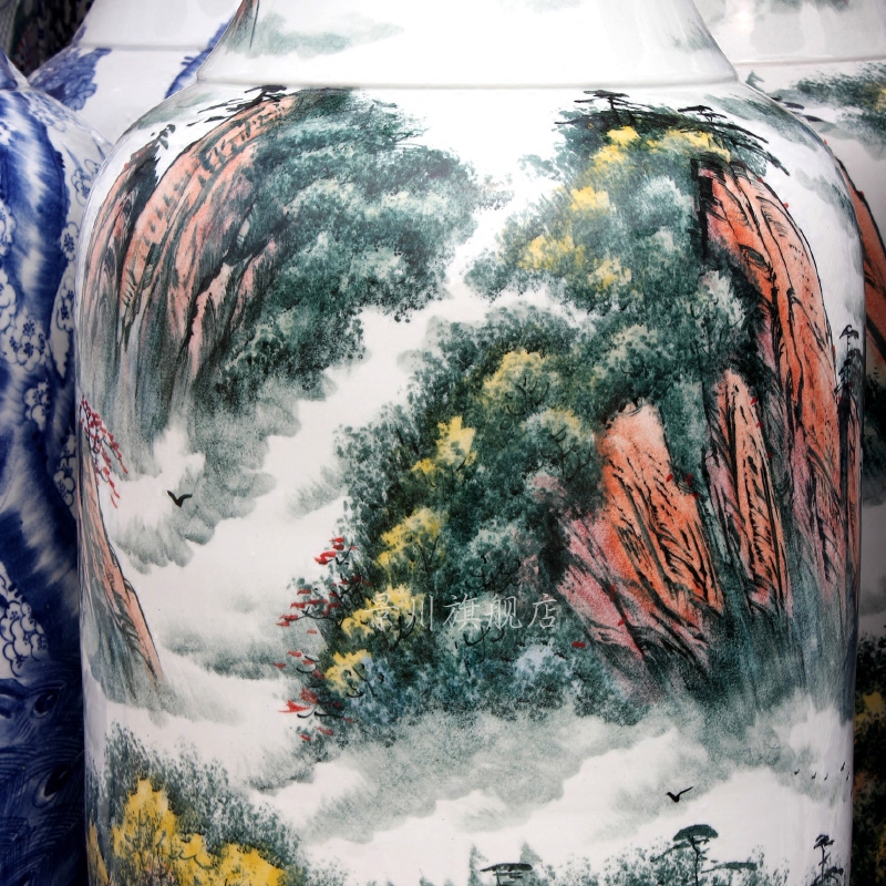 Jingdezhen ceramics landing big hand colorful splendid sunvo sitting room adornment porcelain vase yards furnishing articles