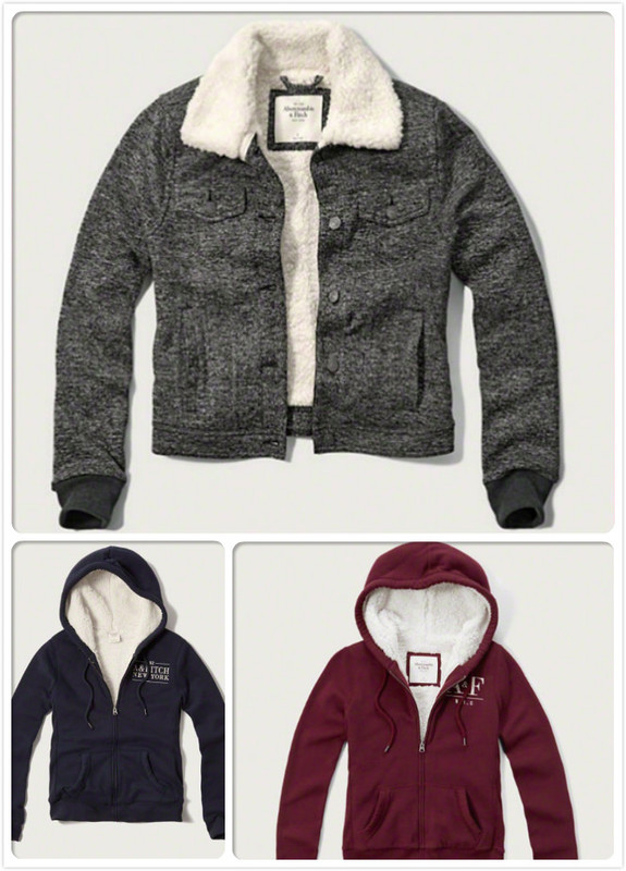 Abercrombie & Fitch Women's Clothing, Lamb Wool Fleece-Lined Jacket, Hooded Jacket, Autumn and Winter Cotton Jacket Af