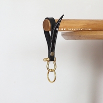 Boyfriend Gift Car Key Button Handkey Ring Bull Leather Buttoned Horseshoe Buttu Bull Leather Retro Locomotive Wind Key Circle