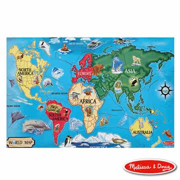 Melissa & Doug 大型地板拼图-世界地图 33片