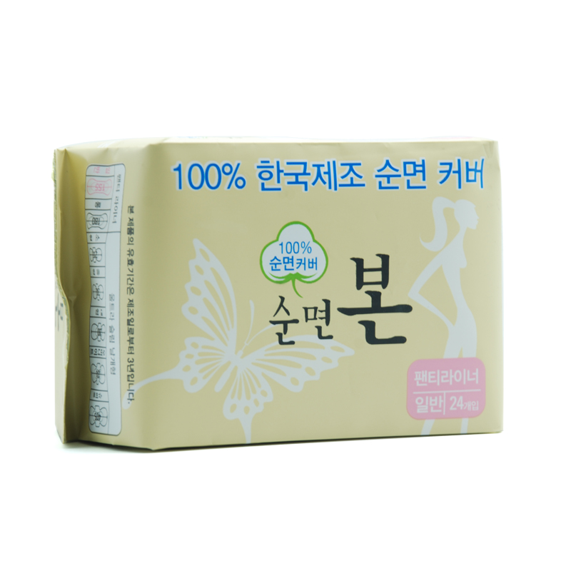 韩国本恩 天然纯棉卫生护垫24片155mm 安全 柔软 舒适