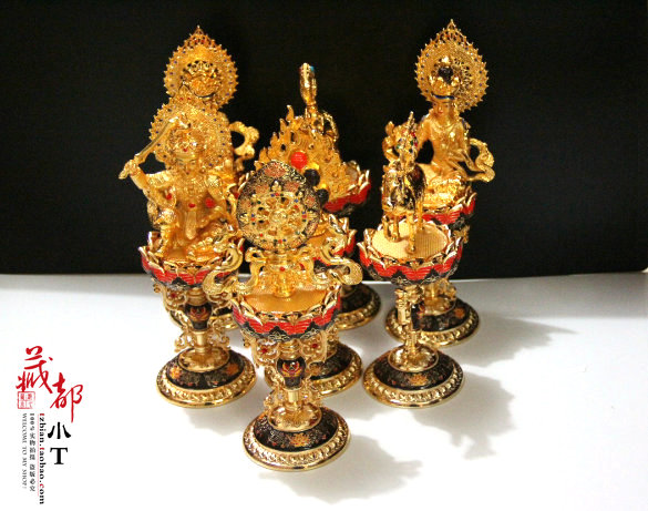 Special Size 23 5CM Painted Copper Alloy Seven Treasures of the Wheel King Seven Precious