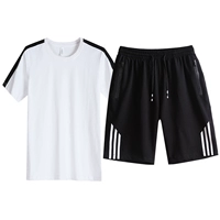 Quần áo thể thao nam mùa hè quần short ngắn tay giản dị hai mảnh cotton mỏng thể dục chạy bộ quần áo nam - Thể thao sau quần thể thao adidas