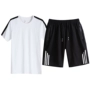 Quần áo thể thao nam mùa hè quần short ngắn tay giản dị hai mảnh cotton mỏng thể dục chạy bộ quần áo nam - Thể thao sau quần thể thao adidas