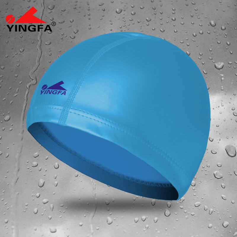 Yingfa Boys and Girls Adult Comfortable Solid Color Elastic PU Coated Fashion Swimming Hat