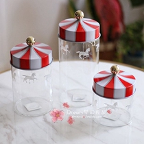 Mengtian Liangpin] Creative circus carousel glass storage jar candy storage tank for gifts
