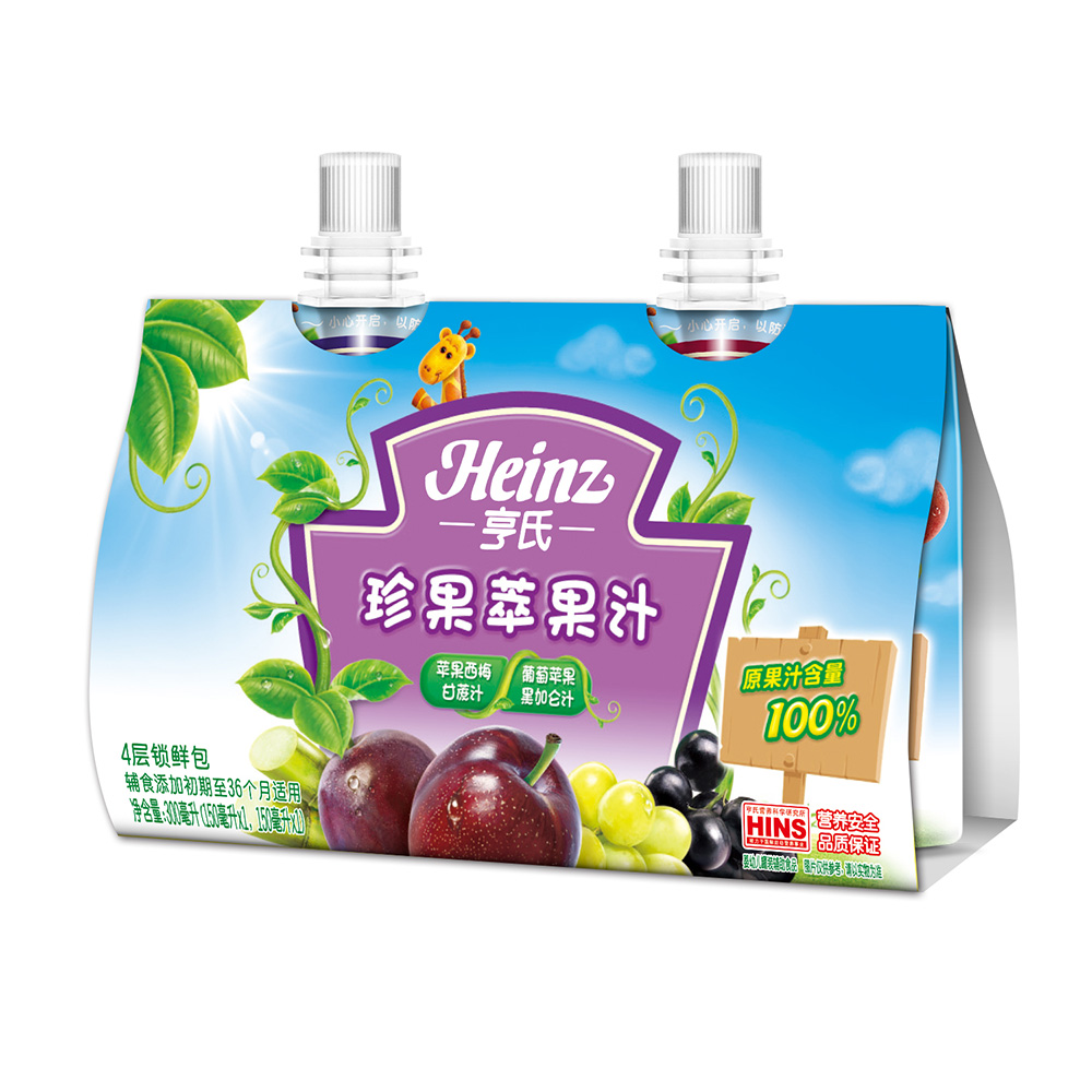 【天猫超市】亨氏/Heinz 珍果萃果汁套装 150ml*2袋 4层锁鲜包