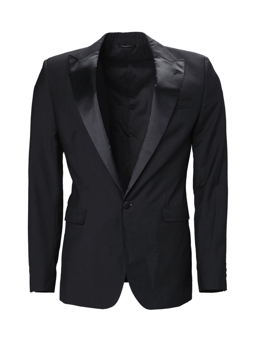 Dolce&Gabbana 黑色戗驳领一粒扣饰修身西装外套