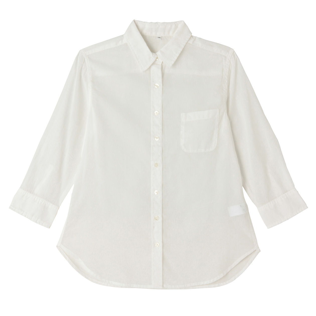 无印良品MUJI 女式 强捻纱布七分袖衬衫