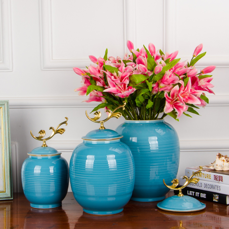 Z049 jingdezhen ceramics new Chinese style living room home furnishing articles storage tank tea pot with a lid