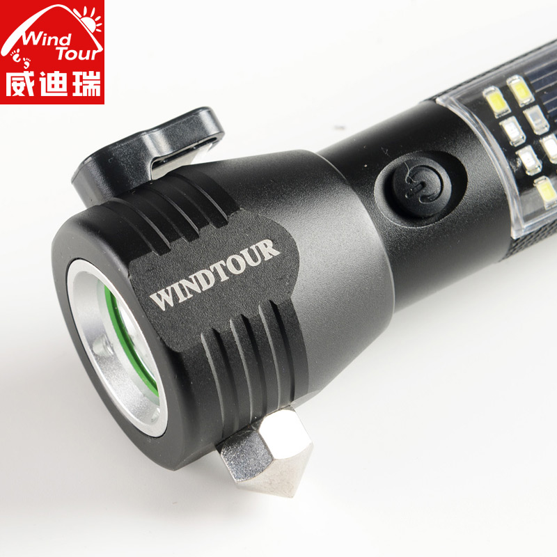 Outdoor Cycling Self Defense Strong Light Flashlight Variable Focus Long Range Home Flashlight Multi-purpose Solar Rechargeable Flashlight