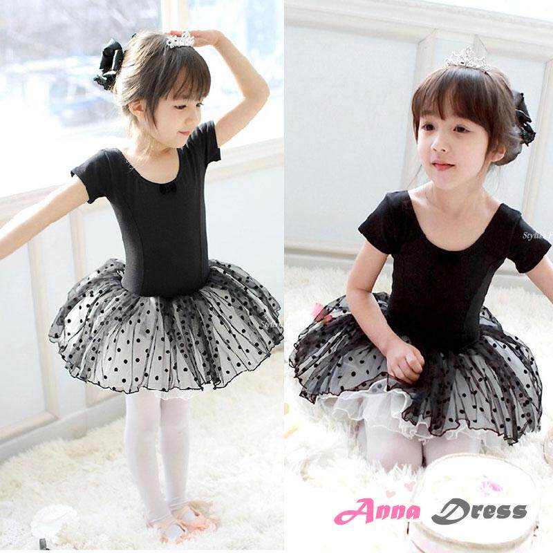 South Korean imported children dance dresses with new girl girl little girl dancing skirt black pure cotton fluffy dress 