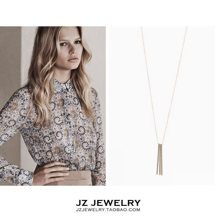 JZ Necklace European and American minimalist sweater necklace South Korean temperament personality Flow Su hip-hop chain Long version necklace