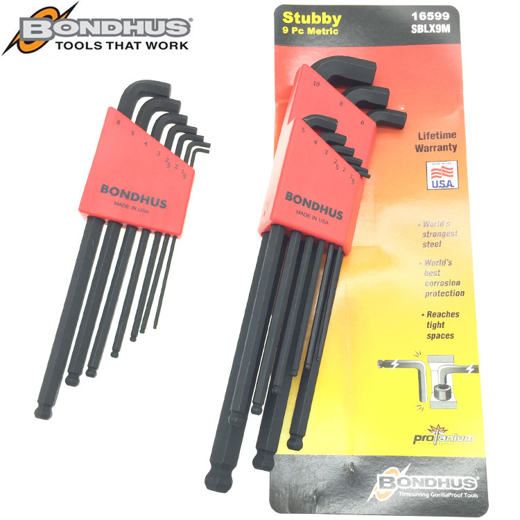 USA BONDUS Bolton lengthened ball head Inner Hexagon Wrench Import Male short head Short tail 16592 16599