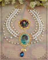 Original * Lady Butterfly * Glue Gem Multi-Layer Pearl Necklace-Court Lolita Long and Short