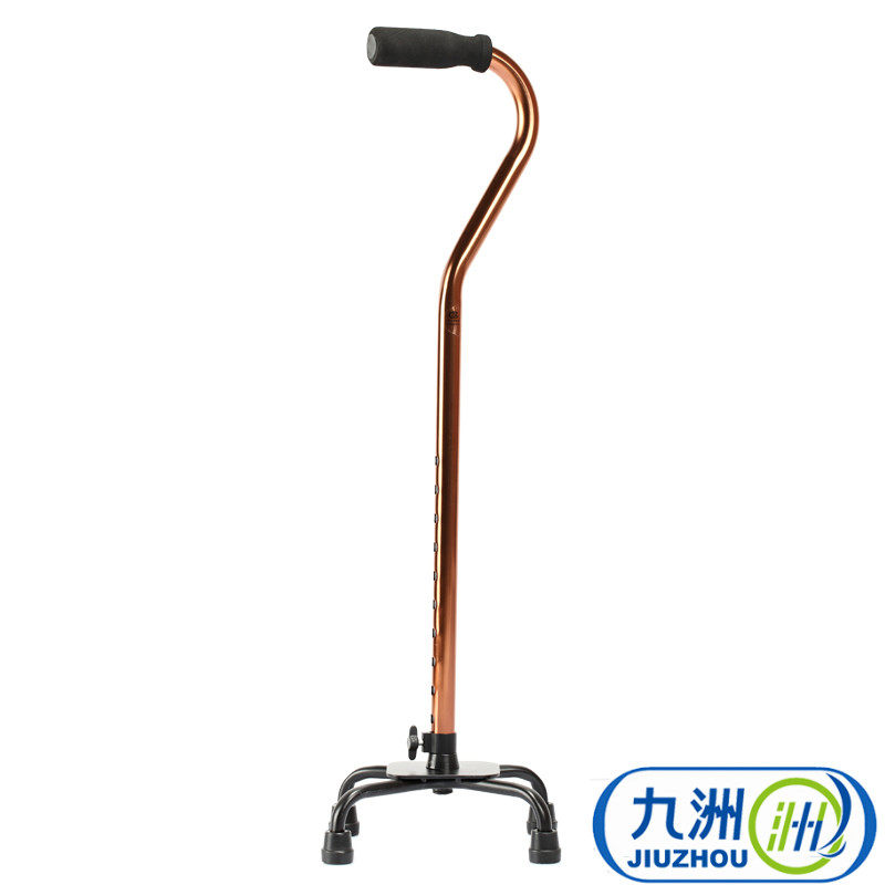 鱼跃四脚手杖YU850老年人拐杖防滑伸缩 铝合金四角拐杖轮椅助行器