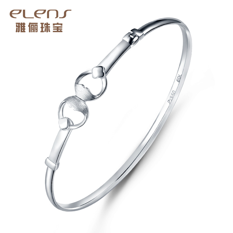 elens/雅俪珠宝Pt950铂金手镯女款 白金手链光面简约手环婚嫁首饰