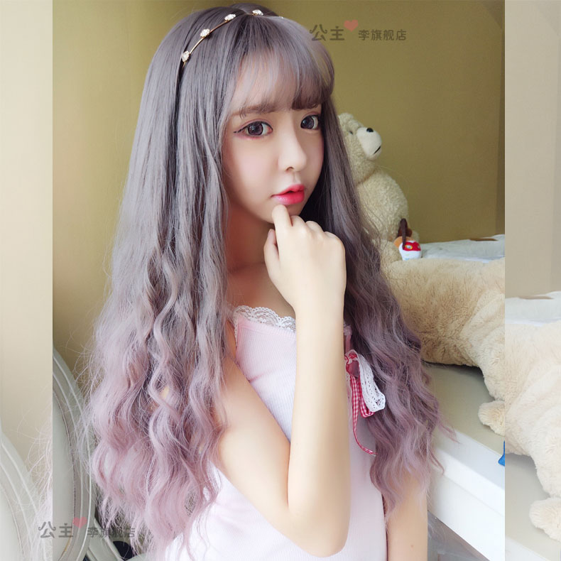 公主李 假发 女 空气刘海玉米烫假发套 新款蓬松时尚可爱长卷发