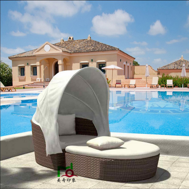 Outdoor vacation beach leisure lounge chair sofa rattan terrace garden balcony rattan chair furniture hotel soup restaurant bed