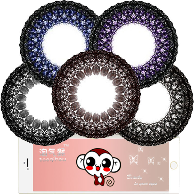 淘气猴蕾丝美瞳自然大直径彩色黑色隐形近视眼镜年抛1片dy