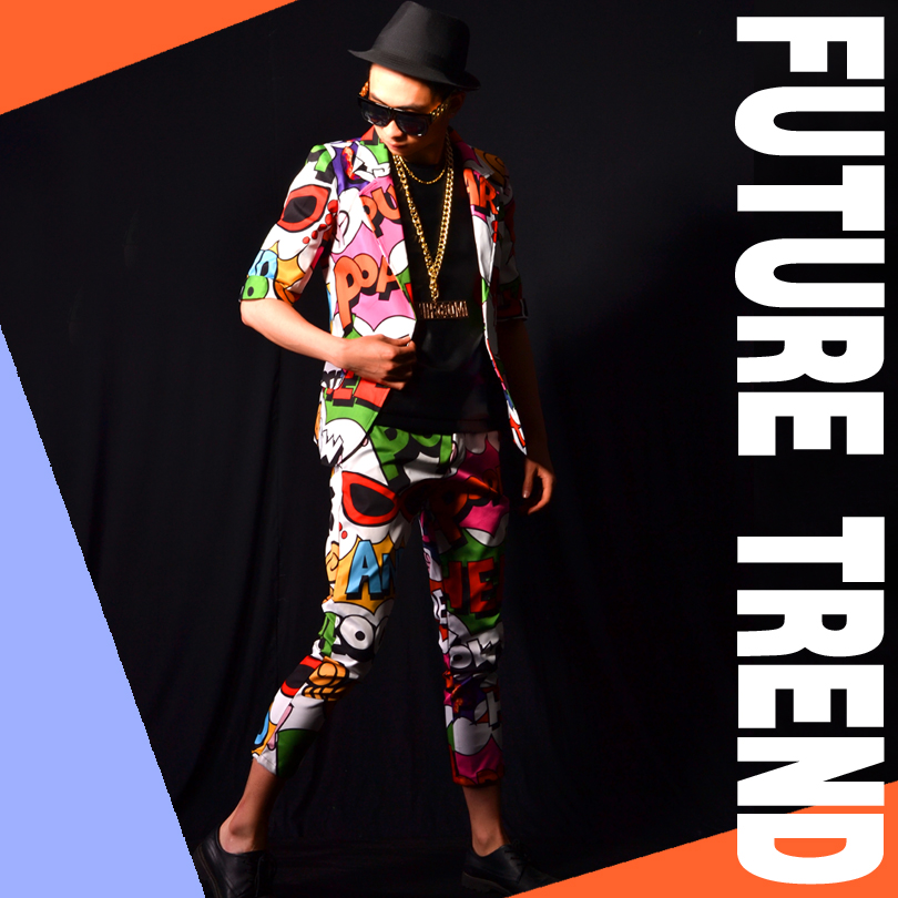 Exclusive] Nightclub male singer DSDJ stage song with new graffiti set big-name bar costume accessories